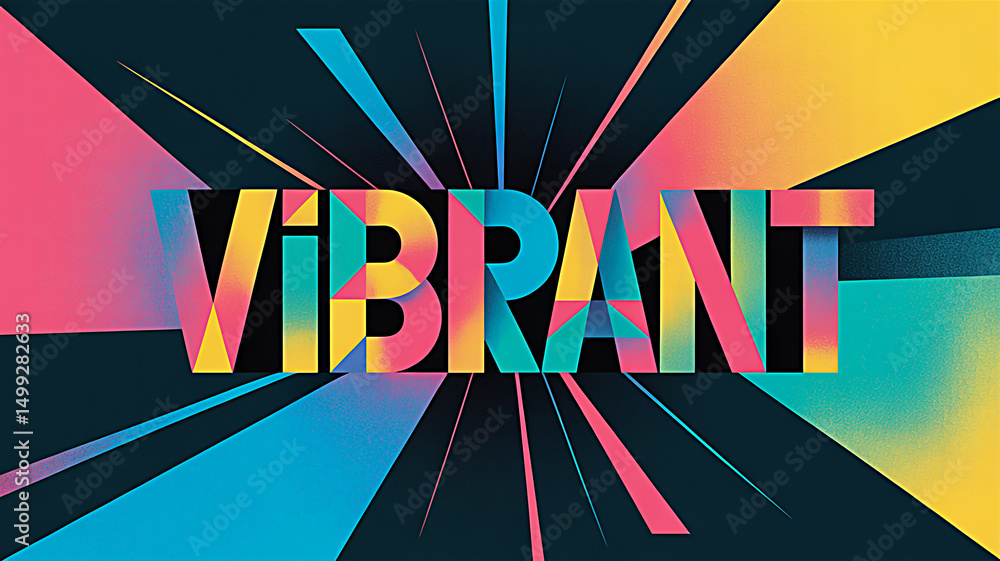 Poster vibrant abstract geometric background with dynamic lines and bold colors