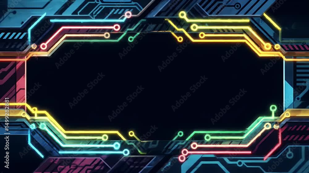 Poster digital circuit board frame animation background