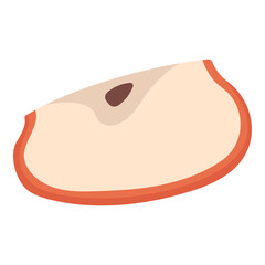 Half of apple slice vector illustration with seeds on white background. Hand drawn