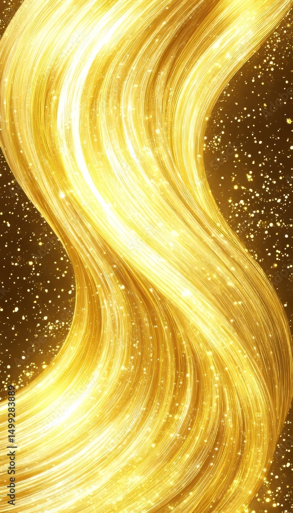 Poster abstract background of gentle golden waves on soft gradient, fluid art in monochrome color palette