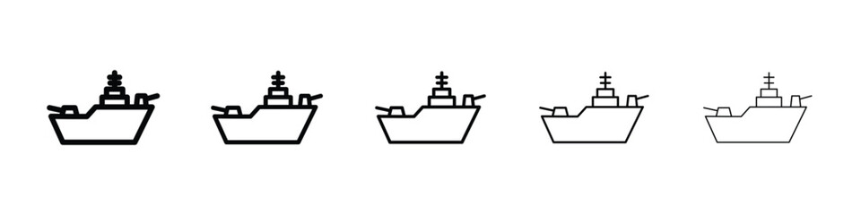 Warship icon or logo illustration outline black style