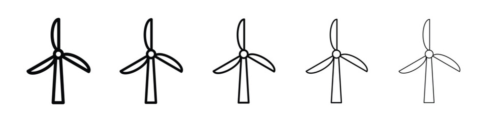 Wind turbine icon or logo illustration outline black style