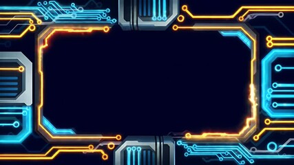 Electronic circuits animated interface with empty frames - Powered by Adobe
