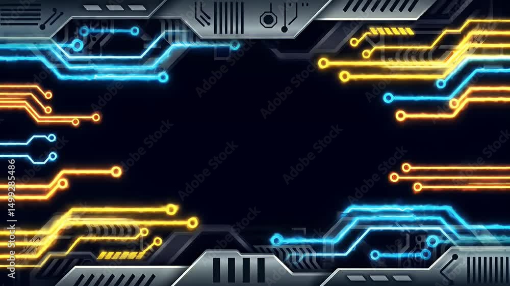 Poster electronic circuits flow for presentation background animation