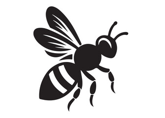 bee logo silhouette vector illustration, bee silhouette logo icon design, animal wing honey bee black silhouette logo, honey bee vector silhouette illustration isolated on white background