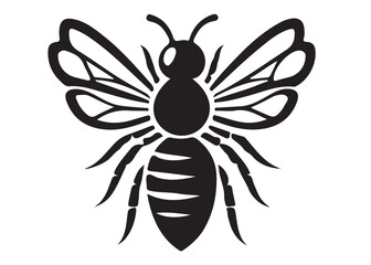bee logo silhouette vector illustration, bee silhouette logo icon design, animal wing honey bee black silhouette logo, honey bee vector silhouette illustration isolated on white background