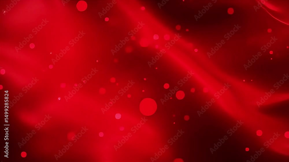Aufkleber Abstract Red Silk Fabric with Floating Particles - Animated Background Loop