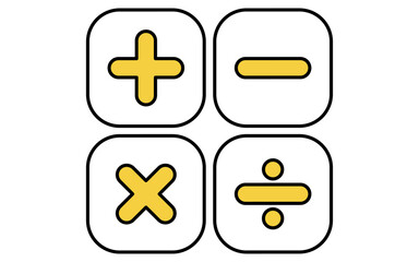 Obraz premium 算数四則演算のシンプルな線画アイコン