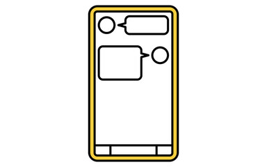 スマホのSNSアプリで連絡するシンプルな線画アイコン