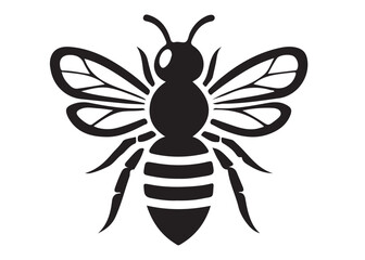 bee logo silhouette vector illustration, bee silhouette logo icon design, animal wing honey bee black silhouette logo, honey bee vector silhouette illustration isolated on white background