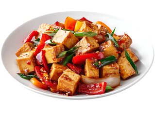 Delicious tofu stir-fry with colorful vegetables.