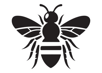 bee logo silhouette vector illustration, bee silhouette logo icon design, animal wing honey bee black silhouette logo, honey bee vector silhouette illustration isolated on white background