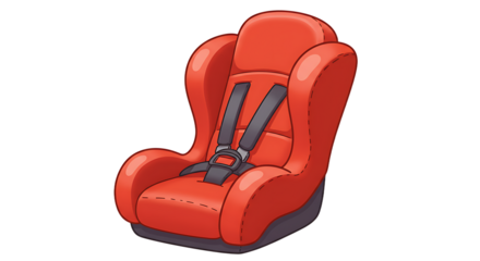 Red Child Car Seat Cartoon Illustration