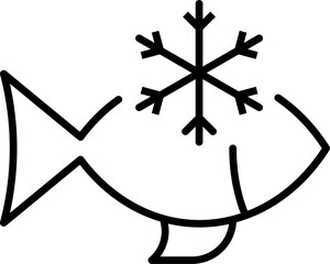 Frozen Fish Outline Line Icon for Graphic and Web Design, Apps, Adverts, Various Cards