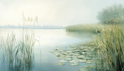 Spokojny ranek nad jeziorem