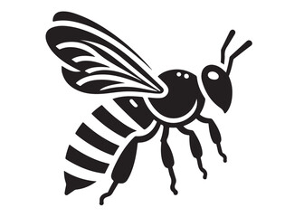 bee logo silhouette vector illustration, bee silhouette logo icon design, animal wing honey bee black silhouette logo, honey bee vector silhouette illustration isolated on white background