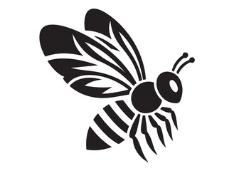bee logo silhouette vector illustration, bee silhouette logo icon design, animal wing honey bee black silhouette logo, honey bee vector silhouette illustration isolated on white background