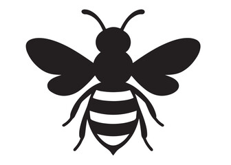 bee logo silhouette vector illustration, bee silhouette logo icon design, animal wing honey bee black silhouette logo, honey bee vector silhouette illustration isolated on white background