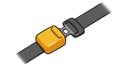 Seatbelt illustration, yellow lock, gray strap