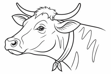 Vintage Cow Head Sketch – Hand Drawn Line Art Vector