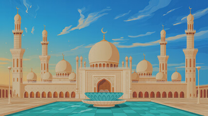 Naklejka premium Vector illustration of an Islamic mosque