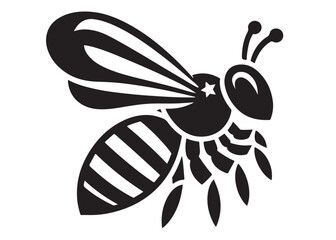 bee logo silhouette vector illustration, bee silhouette logo icon design, animal wing honey bee black silhouette logo, honey bee vector silhouette illustration isolated on white background