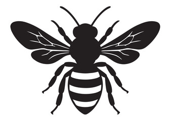 bee logo silhouette vector illustration, bee silhouette logo icon design, animal wing honey bee black silhouette logo, honey bee vector silhouette illustration isolated on white background