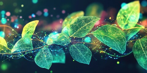 Fantastyczne, świecące liście w energetycznym wirze