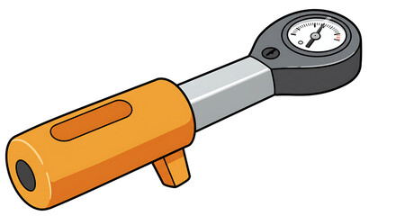 Orange torque wrench with pressure gauge illustration