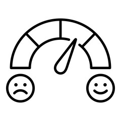 Customer satisfaction icon with happy and unhappy emojis, representing user feedback, emotion tracking, and service quality.