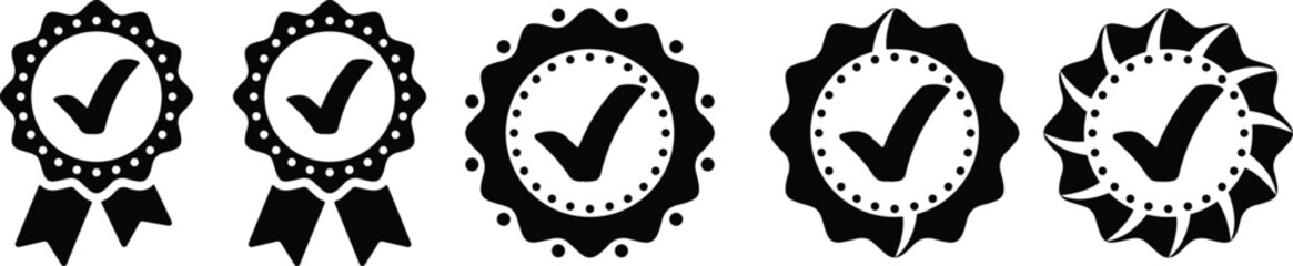 Verified badge profile set. black rounded verified badge. Social media account verification icons. check mark icon. Profile verified badge. Guaranteed signs. Approval check vector icon. correct badge
