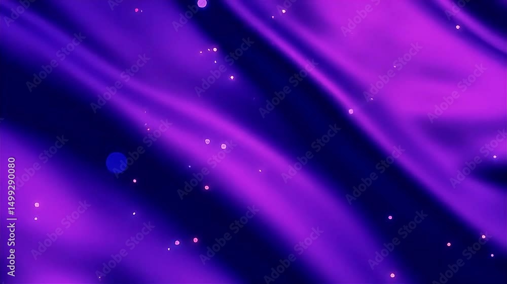 Poster Abstract Purple Flowing Fabric with Sparkling Particles Animation Background