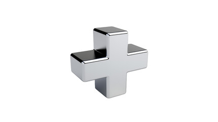 Fototapeta premium Metallic Cross Symbol 3D Render on transparent background