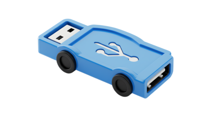 Blue USB drive with car design