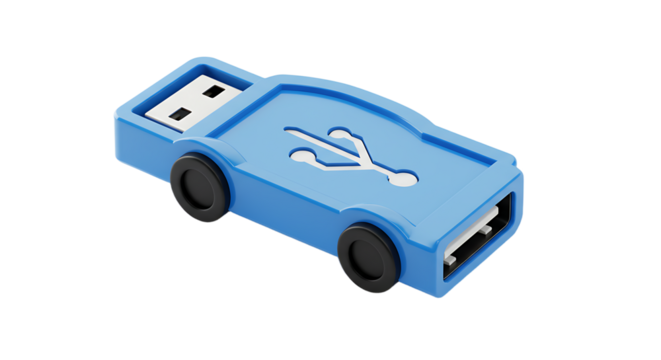 Blue USB drive with car design