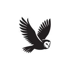 **"Graceful Barn Owl Vector Silhouette: Elegant Nocturnal Bird Design Featuring Heart-Shaped Face, Spread Wings, and Silent Flight in Clean, Minimalist Style for Crafts and Digital Art"**
