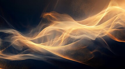 Golden abstract waves flow gracefully with shimmering light and radiant tones for visual symphony capturing movement and energy in luminous art concept.