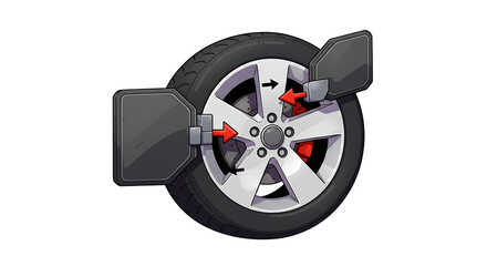 Car wheel alignment process in a simple illustration