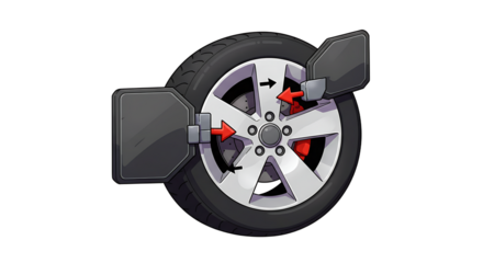 Car wheel alignment process in a simple illustration