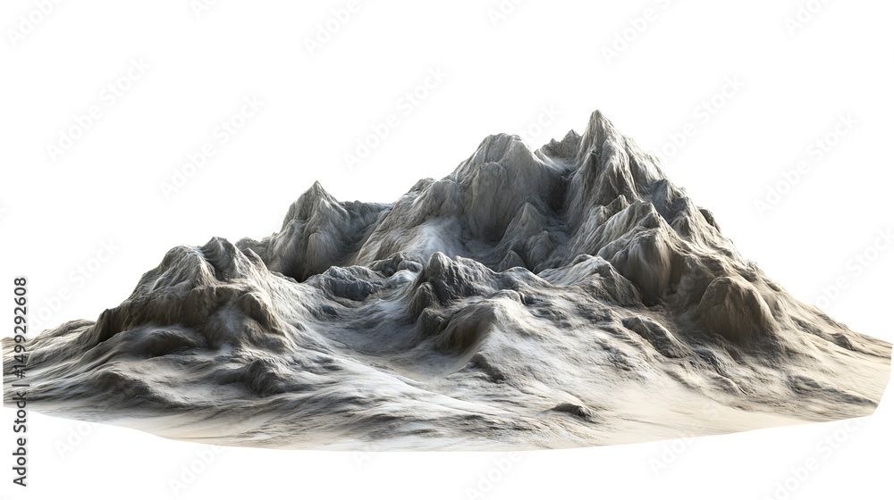 Aufkleber a digitally rendered mountain range with sharp peaks against a white background landscape view
