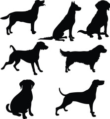 Collection of Dog Silhouettes Various Breeds Standing Sitting
