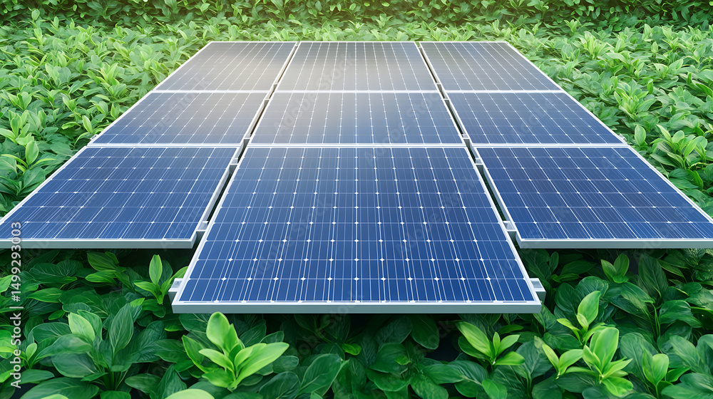 Poster top view of a solar panel installation model showcasing sustainable energy solutions.
