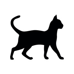Walking black cat silhouette vector calm and cool