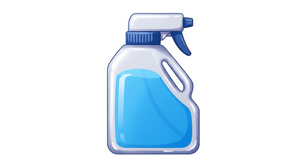 Spray bottle with blue liquid inside