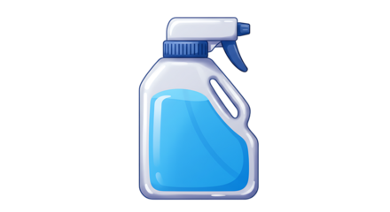 Spray bottle with blue liquid inside