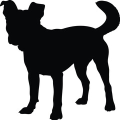 Black Silhouette of a Small Dog Standing