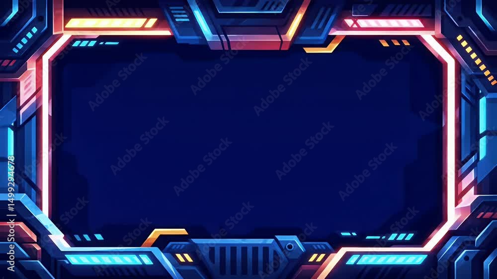 Poster futuristic screen frame for streaming or game overlay
