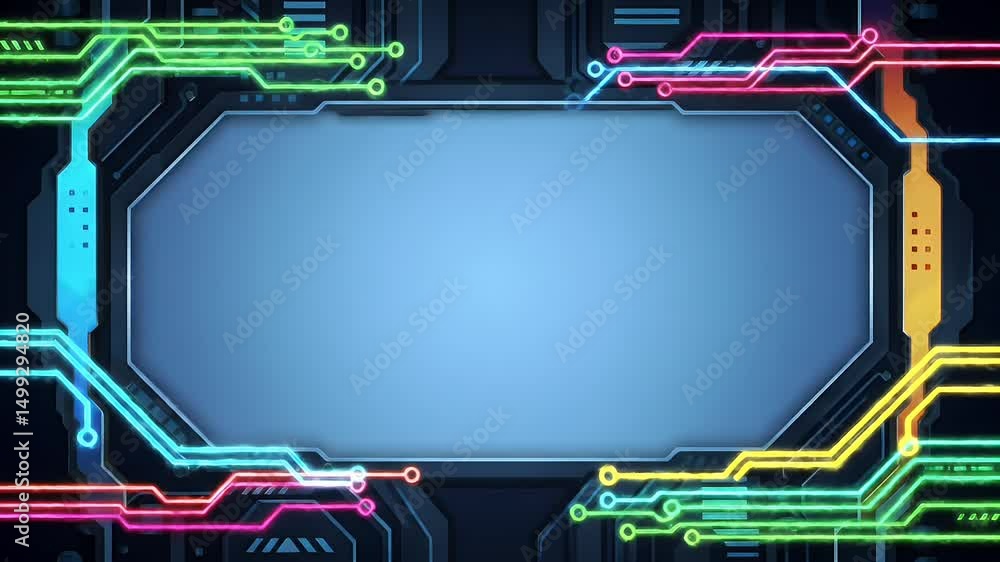 Poster futuristic screen with hud interface animation