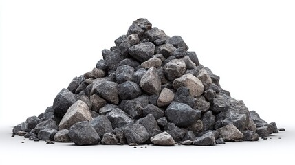 Pile of Grey Rocks: A cluster of weathered stones stacked on a light surface. Diverse sizes and textures form a rugged, natural composition.