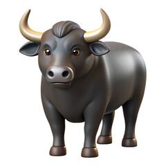 Realistic png 3d matte plastic buffalo animal or animal toy for kids. Generative AI.  